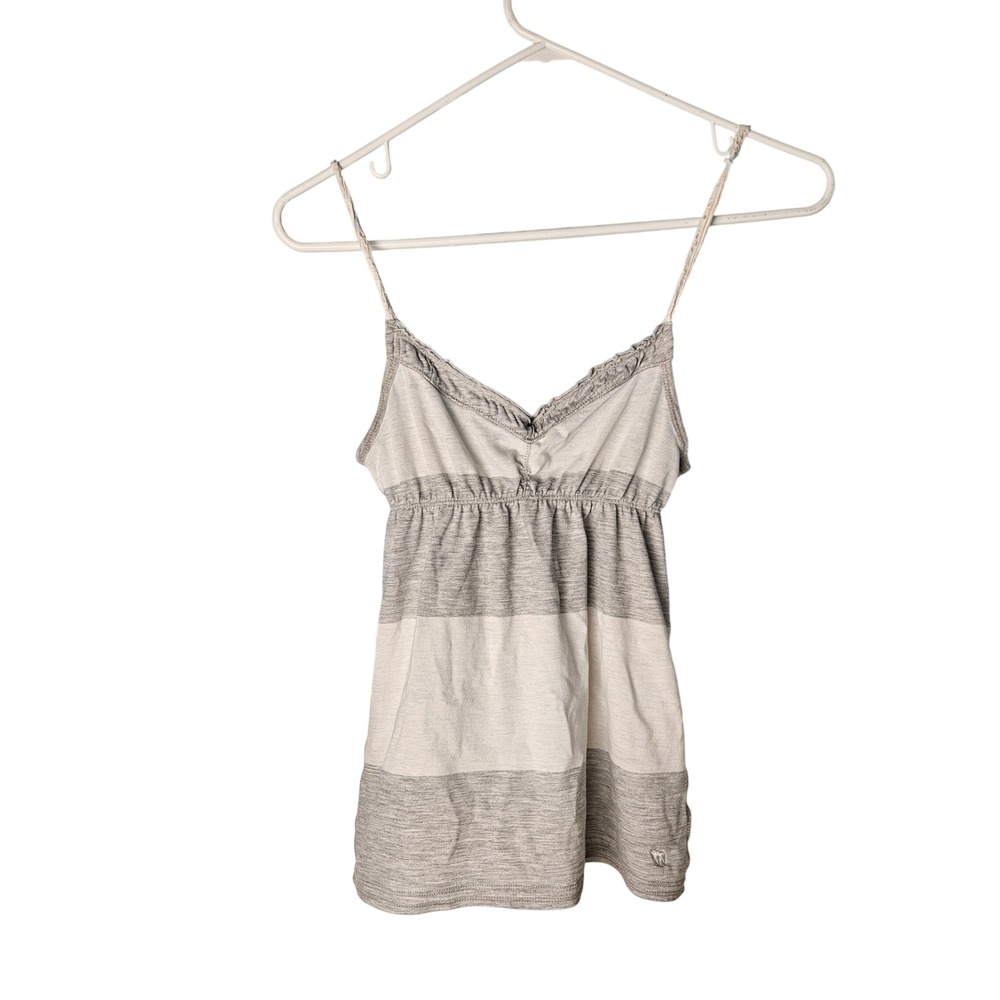 Abercrombie & Fitch 2000s Gray and White Stripe Baby Doll Cami XS y2k